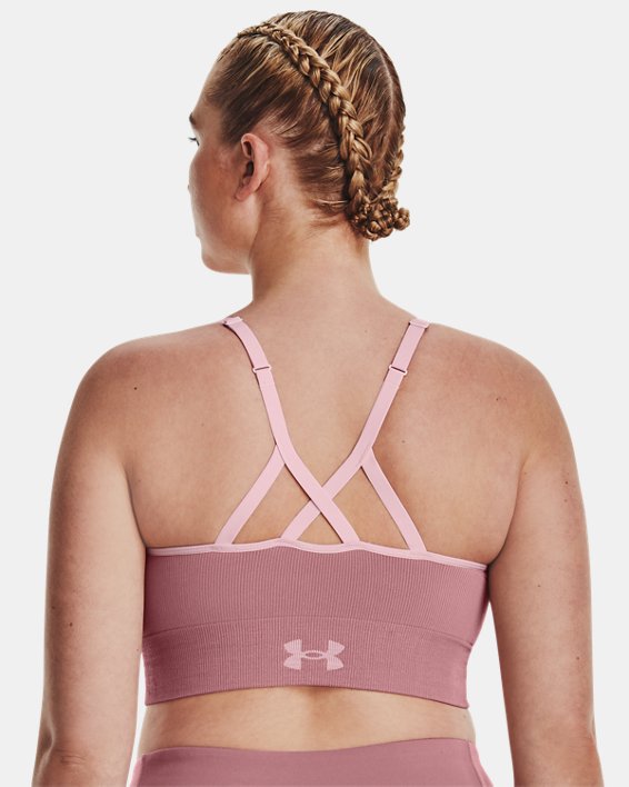 Women's UA Seamless Low Longline Rib Sports Bra, Pink, pdpMainDesktop image number 7